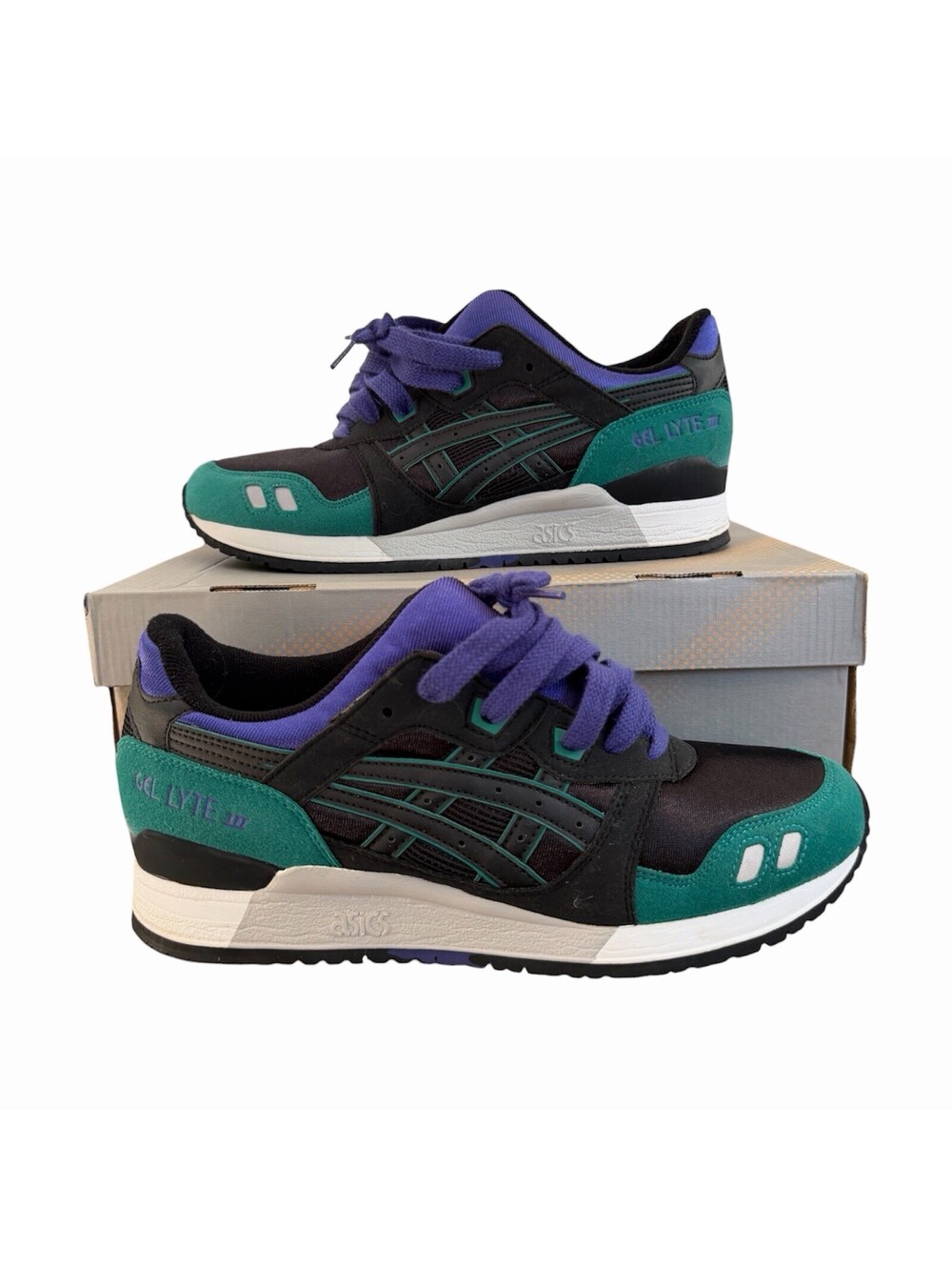 ASICS Gel Lyte 3 Black Emerald Size 10 Mens Sneakers Black Purple w/ Box VNDS